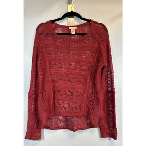 - Sundance womens sweater size S 100% Linen Red Hi Low Hem LS Open weave. …